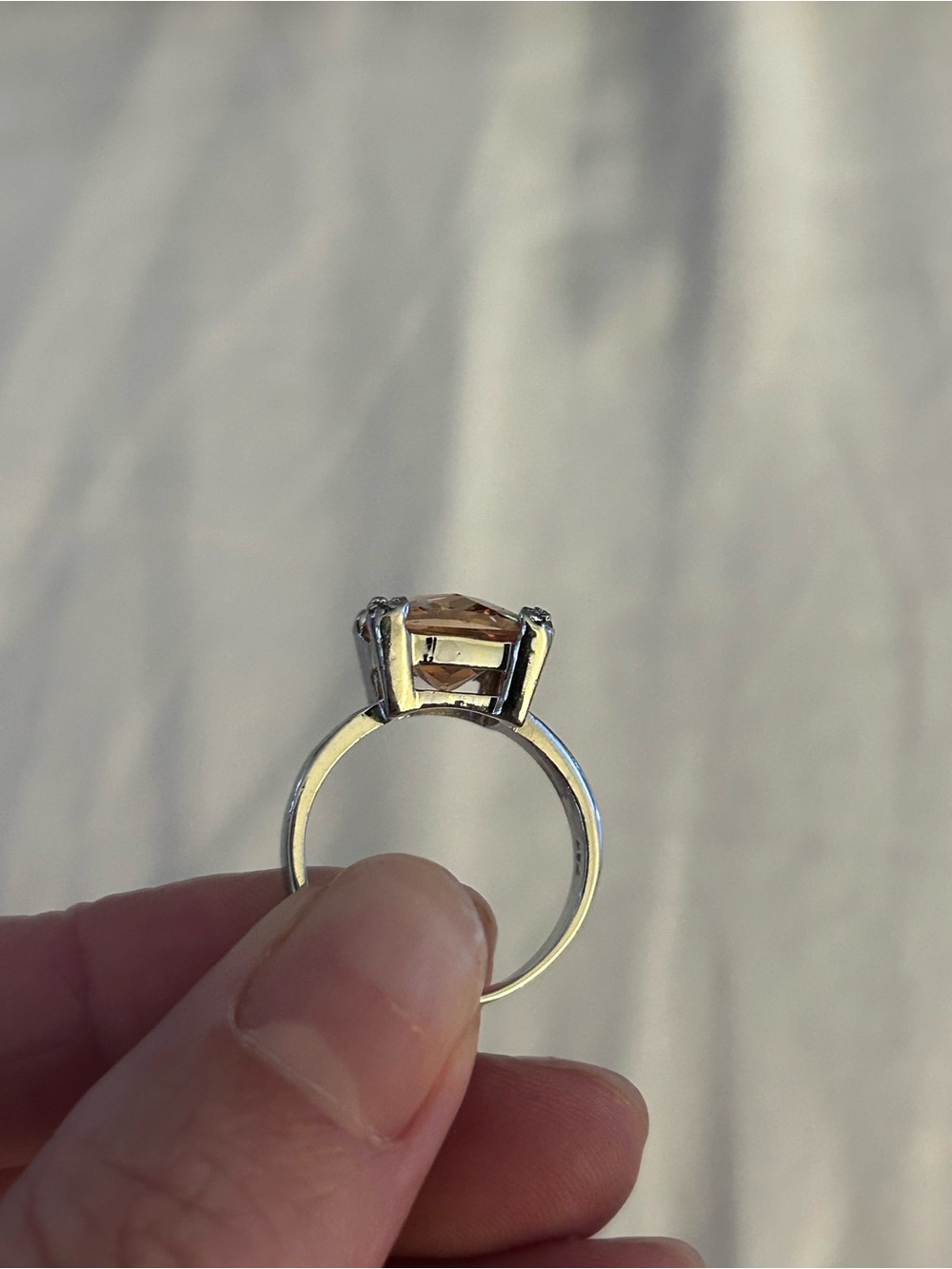 Champagne-Cut Crystal Ring in Silver-Tone Setting - Picture 2 of 6